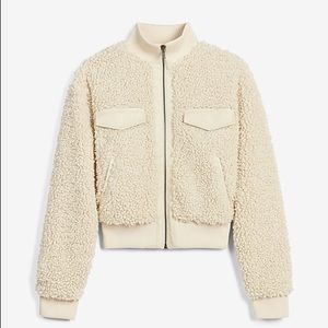 Express x Negin Mirsalehi Cropped Sherpa Jacket